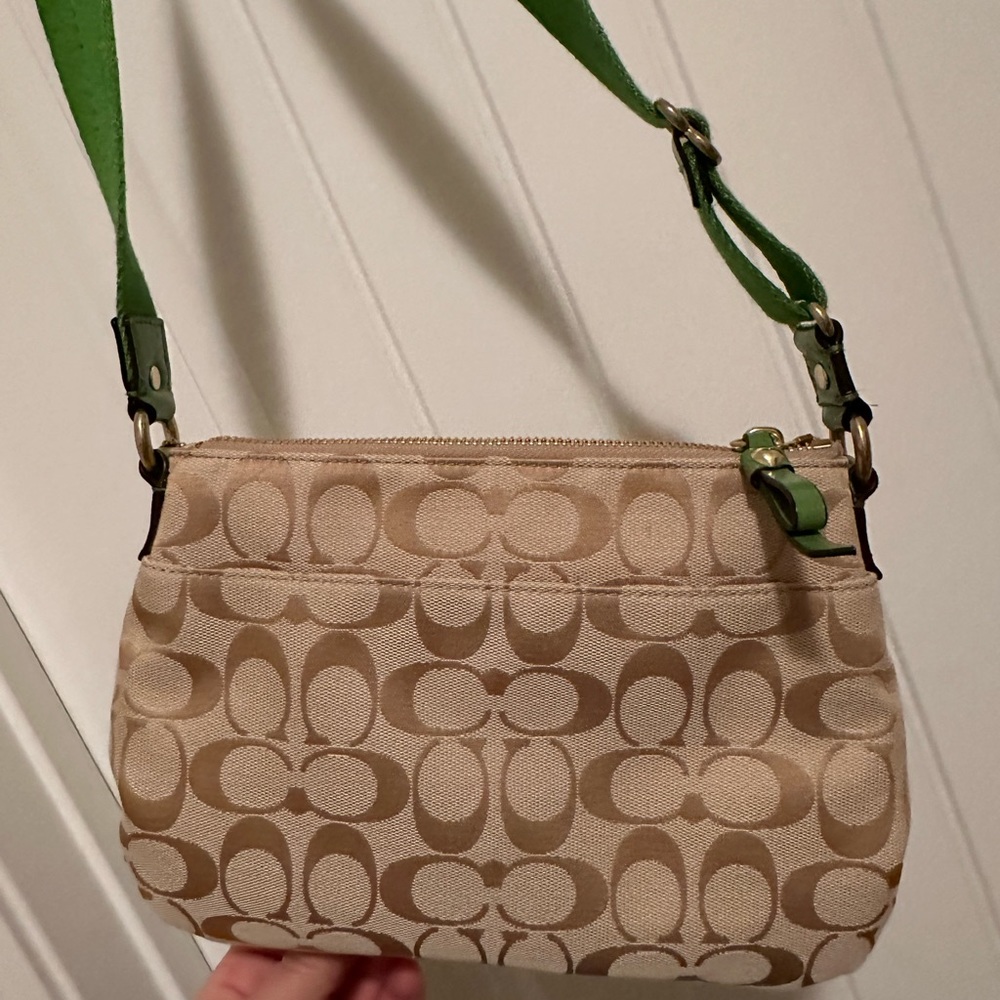 Coach green/tan crossbody purse great condition